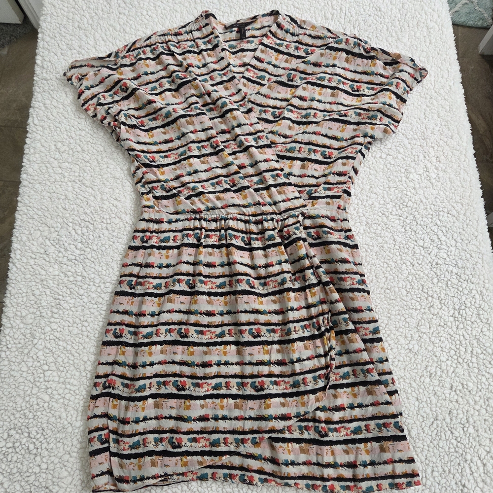 BCBG Max Azria Floral Striped Mini Dress‎ XXS wrap around